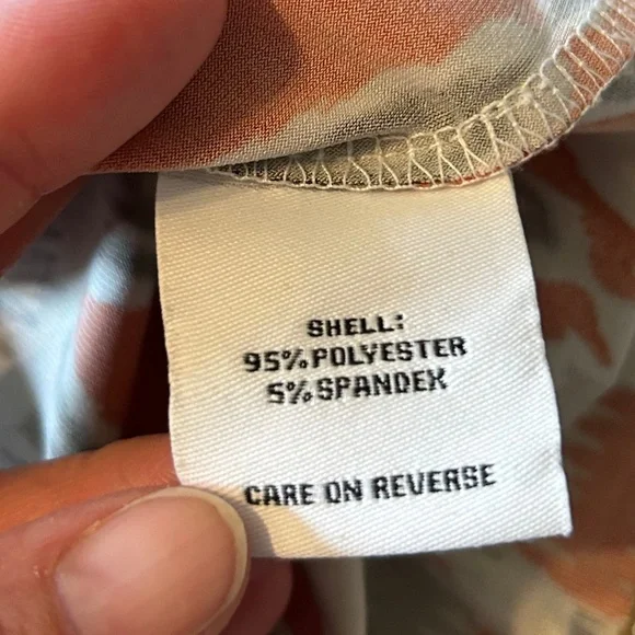 Calvin Klein Sleeveless Blouse Abstract Geometric Orange Tan Black White Ikat - Picture 11 of 13